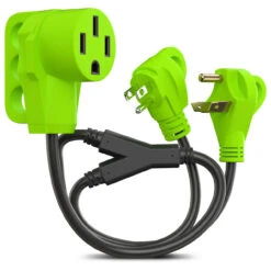RV Y Adapter Cord 50 Amp Female Plug To (1) 30 Amp Male- (1) 15 Amp Male 24" With Handle