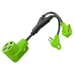 RV Y Adapter Cord 50 Amp Female Plug To (1) 30 Amp Male- (1) 15 Amp Male 24" With Handle -RV accessories leisure cords rv y adapter cord 50 amp female plug to 1 30 amp male 1 15 amp male 24 with handle 61028.1682570877
