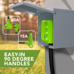 RV Y Adapter Cord 50 Amp Female Plug To (1) 30 Amp Male- (1) 15 Amp Male 24" With Handle -RV accessories leisure cords rv y adapter cord 50 amp female plug to 1 30 amp male 1 15 amp male 24 with handle 90469.1682570871