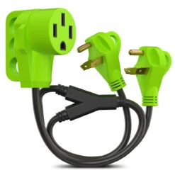 RV Y Adapter Cord 50 Amp Female Plug To Two 30 Amp Male 24" With Handle