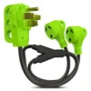 RV Y Adapter Cord 50 Amp Male Plug To Two 30 Amp Female 24" With Handle