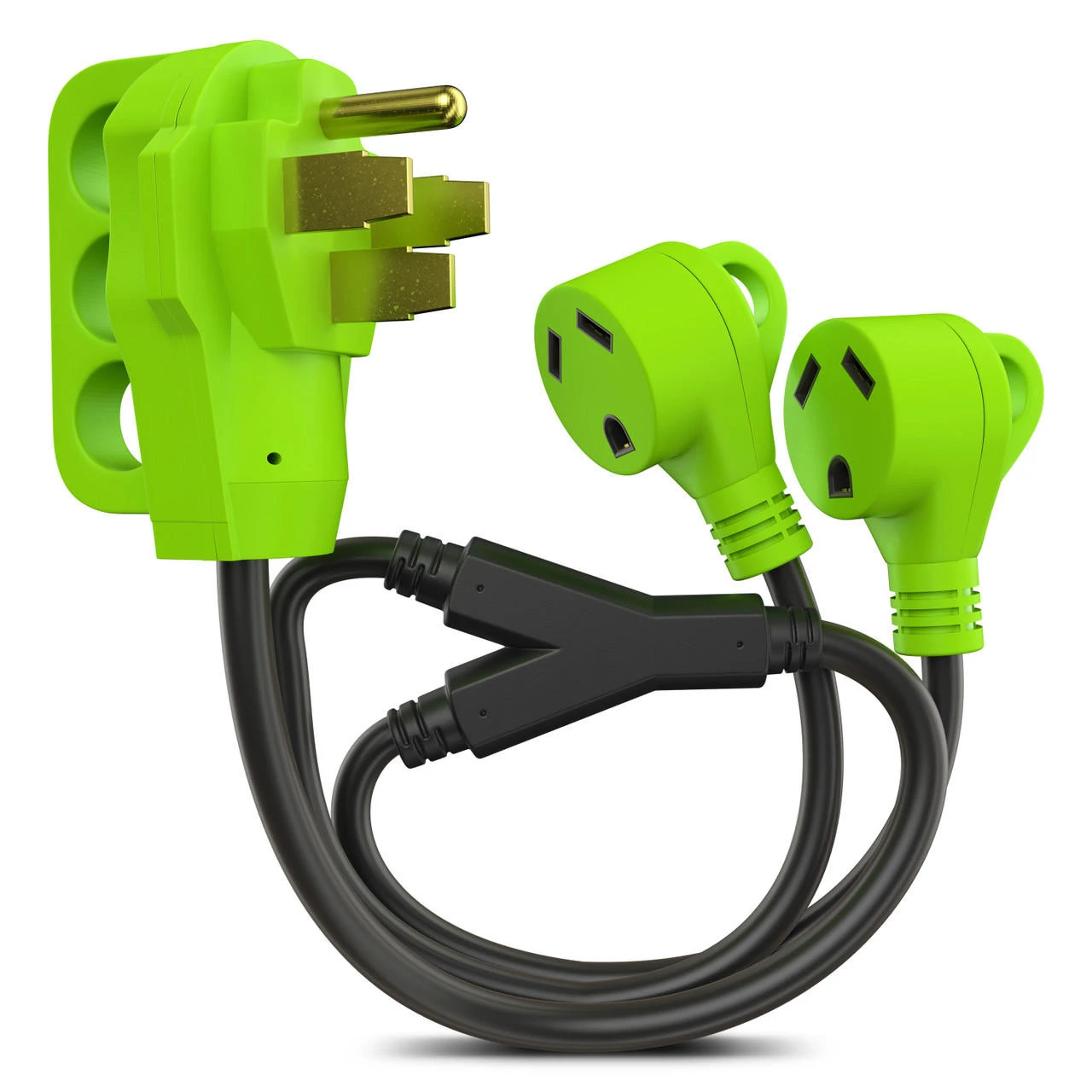 RV Y Adapter Cord 50 Amp Male Plug To Two 30 Amp Female 24" With Handle 3 RV Y Adapter Cord 50 Amp Male Plug To Two 30 Amp Female 24" With Handle