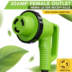 Twist Lock RV 30 Amp Power Cord With LED Power Indictor - 30 Amp Male To 30 Amp 90 Degree Female Locking Plug 36 Foot -RV accessories leisure cords twist lock rv 30 amp power cord with led power indictor 30 amp male to 30 amp 90 degree female locking plug 36 foot 32739.1682484361