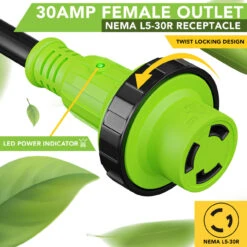 Twist Lock RV 30 Amp Power Cord With LED Power Indictor - 30 Amp Male To 30 Amp Female Locking Plug 25 Foot 12 Twist Lock RV 30 Amp Power Cord With LED Power Indictor - 30 Amp Male To 30 Amp Female Locking Plug 25 Foot -RV accessories leisure cords twist lock rv 30 amp power cord with led power indictor 30 amp male to 30 amp female locking plug 25 foot 66426.1678320496