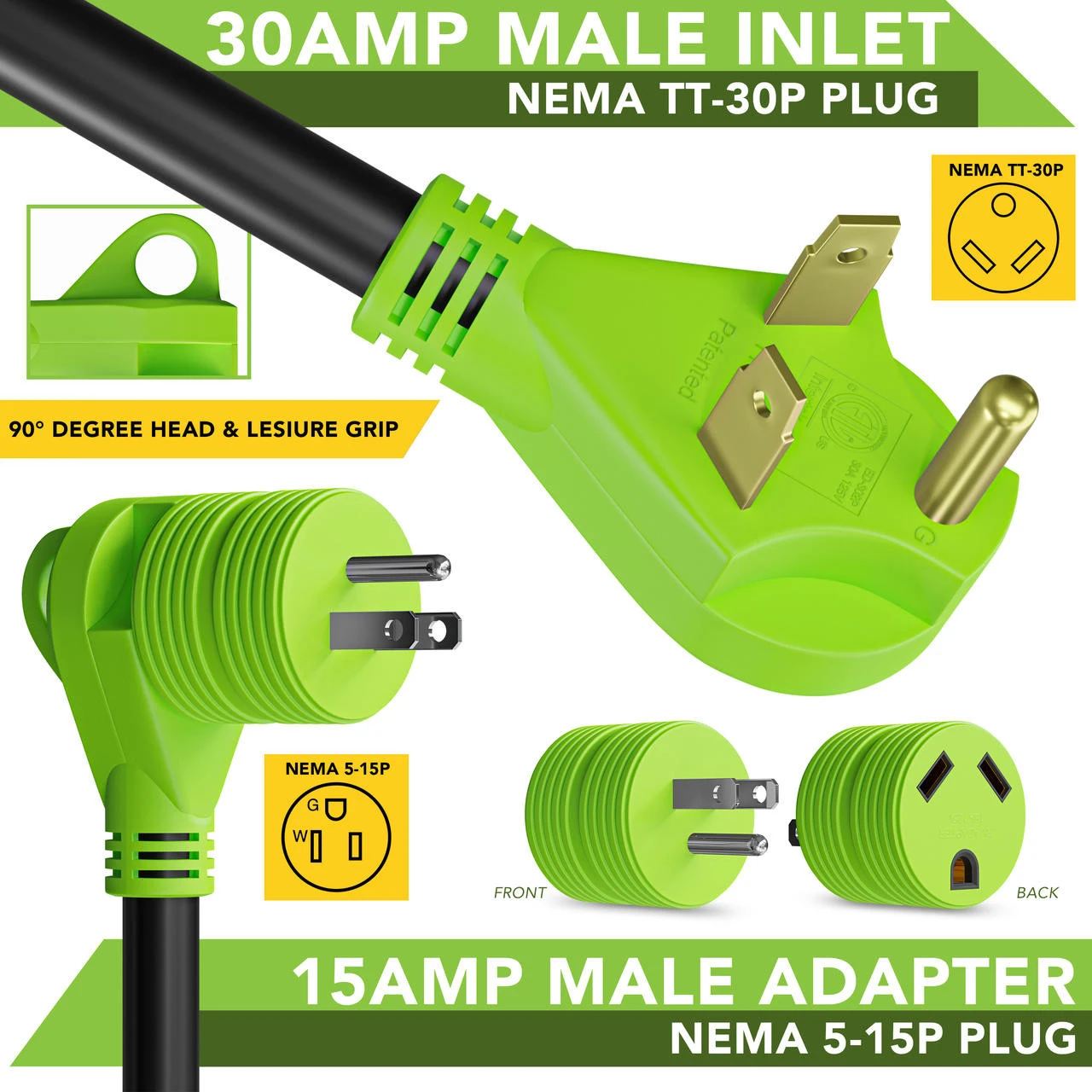 Twist Lock RV 30 Amp Power Cord With LED Power Indictor - 30 Amp Male To 30 Amp Female Locking Plug 50 Foot 6 Twist Lock RV 30 Amp Power Cord With LED Power Indictor - 30 Amp Male To 30 Amp Female Locking Plug 50 Foot - Image 4