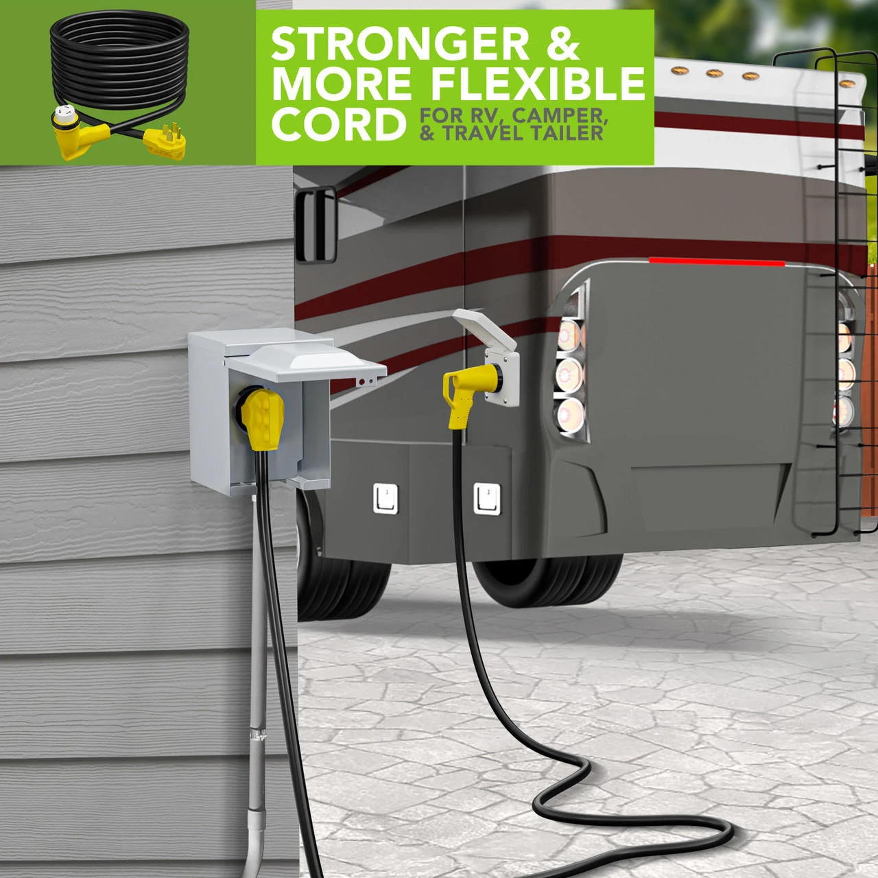 Twist Lock RV 50 Amp Power Cord With LED Power Indictor - 50 Amp Male To 50 Amp 90 Degree Female Locking Plug 36 Foot 8 Twist Lock RV 50 Amp Power Cord With LED Power Indictor - 50 Amp Male To 50 Amp 90 Degree Female Locking Plug 36 Foot - Image 6