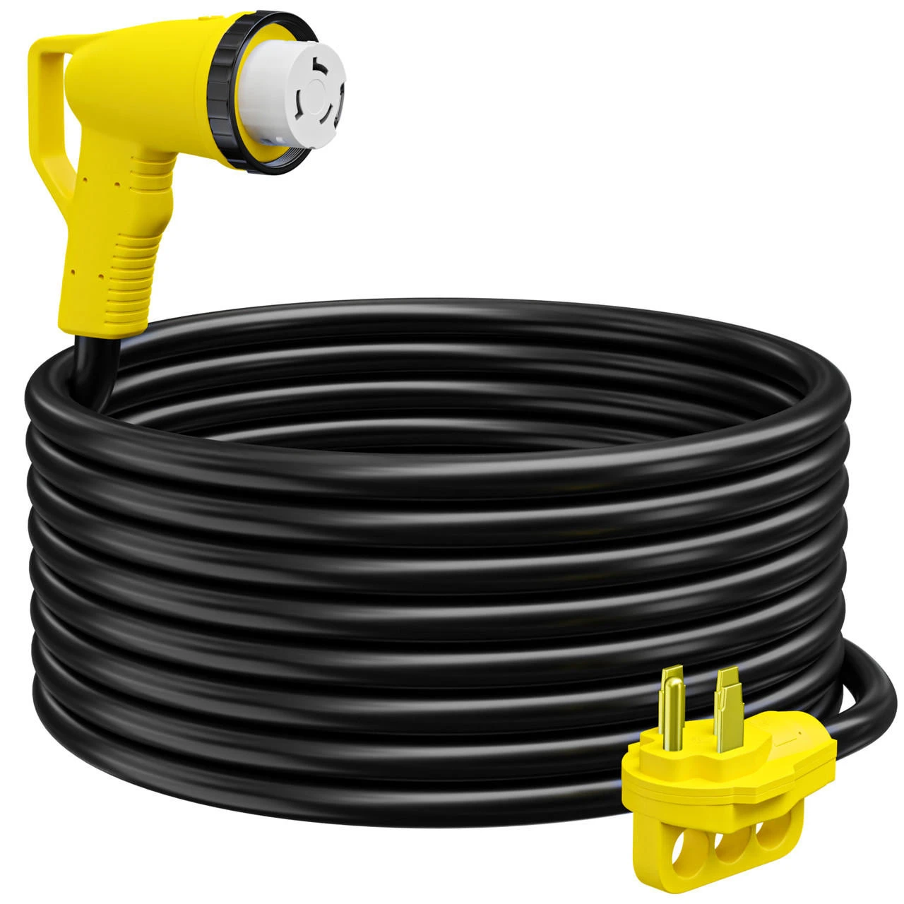 Twist Lock RV 50 Amp Power Cord With LED Power Indictor - 50 Amp Male To 50 Amp 90 Degree Female Locking Plug 36 Foot 3 Twist Lock RV 50 Amp Power Cord With LED Power Indictor - 50 Amp Male To 50 Amp 90 Degree Female Locking Plug 36 Foot