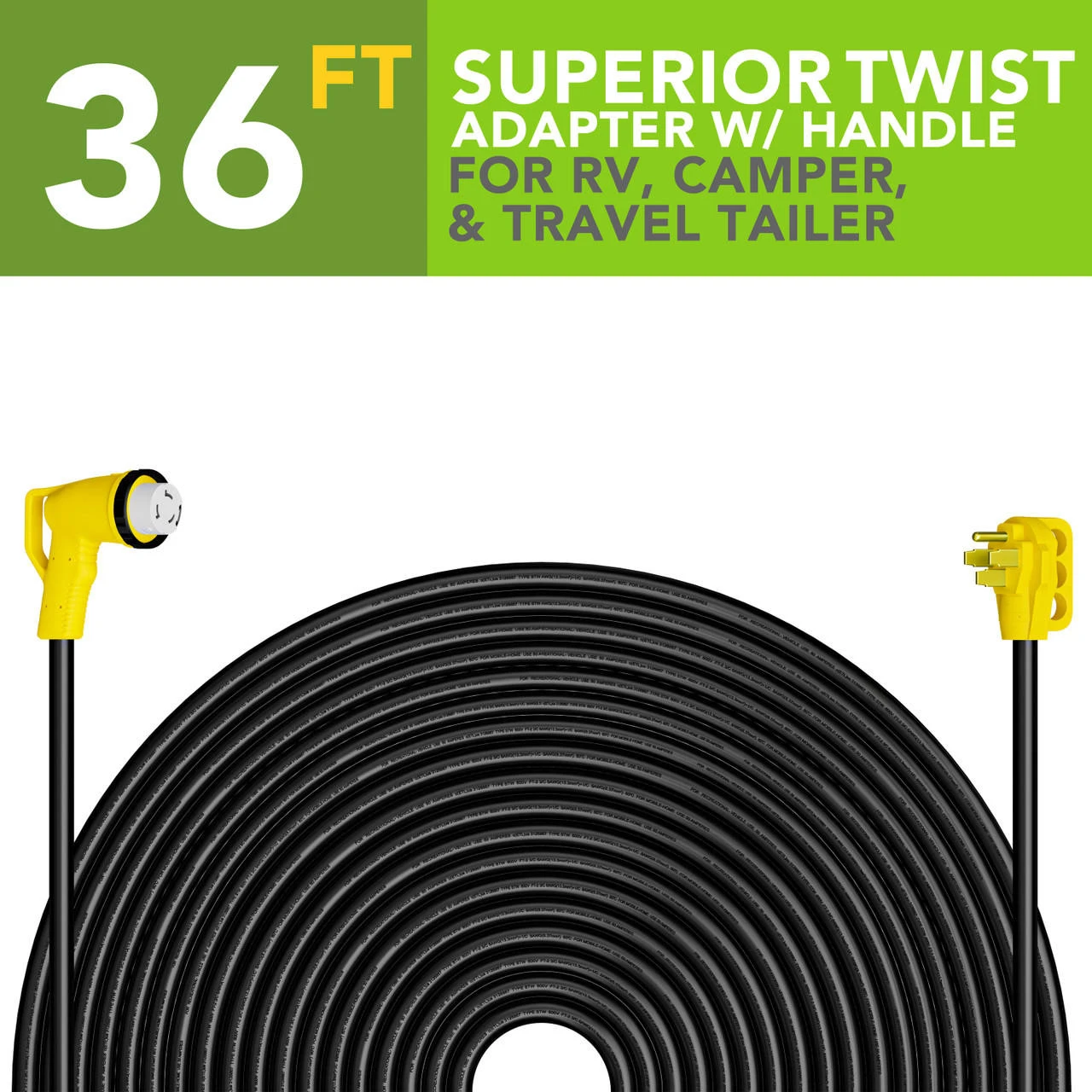 Twist Lock RV 50 Amp Power Cord With LED Power Indictor - 50 Amp Male To 50 Amp 90 Degree Female Locking Plug 36 Foot 4 Twist Lock RV 50 Amp Power Cord With LED Power Indictor - 50 Amp Male To 50 Amp 90 Degree Female Locking Plug 36 Foot - Image 2