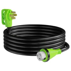 Twist Lock RV 50 Amp Power Cord With LED Power Indictor - 50 Amp Male To 50 Amp Female Locking Plug 15 Foot