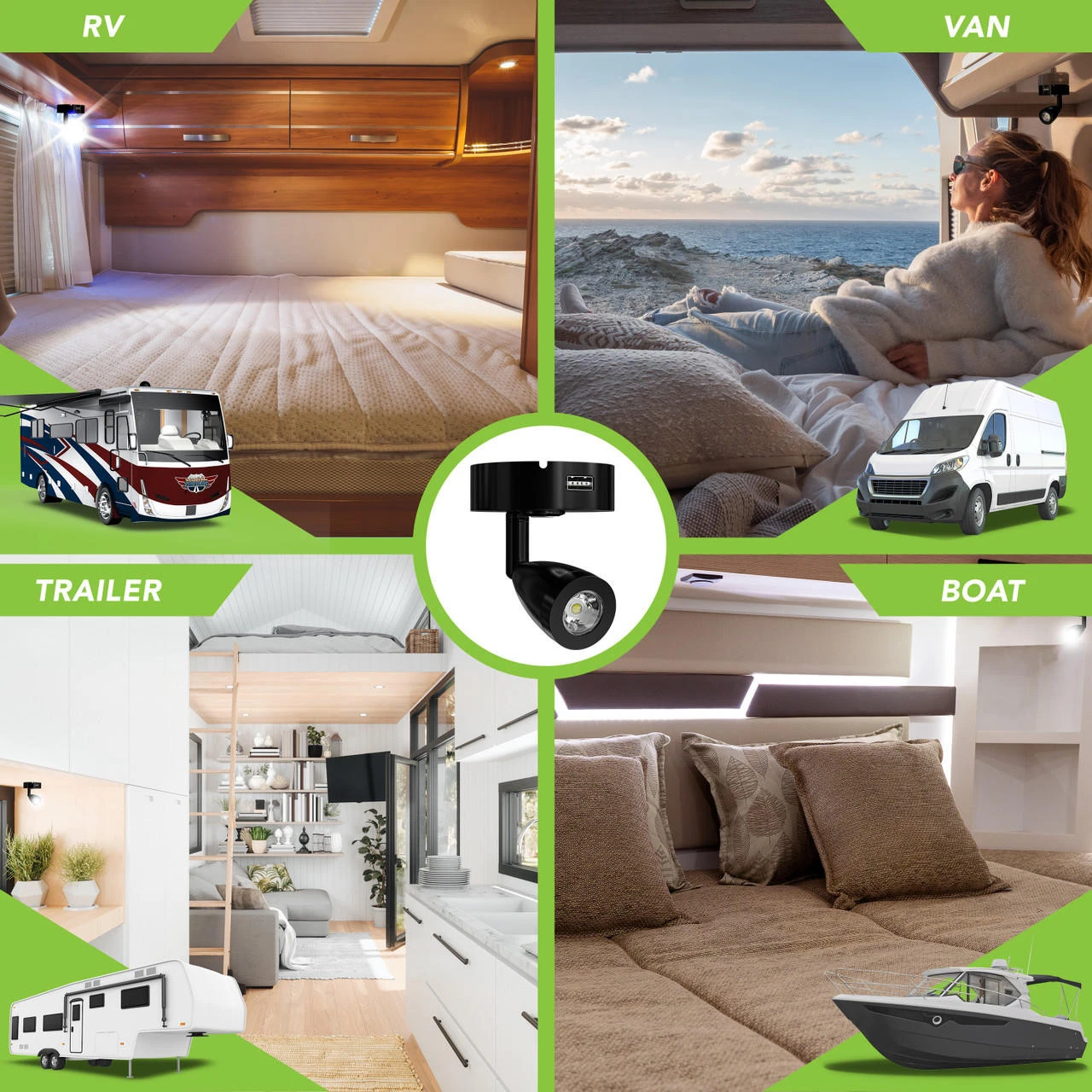 Leisure LED 3" 12V RV Interior Reading Light With Touch Activated Dimming Settings, Black Finish 9 Leisure LED 3" 12V RV Interior Reading Light With Touch Activated Dimming Settings, Black Finish - Image 7