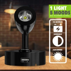 Leisure LED 3" 12V RV Interior Reading Light With Touch Activated Dimming Settings, Black Finish 16 Leisure LED 3" 12V RV Interior Reading Light With Touch Activated Dimming Settings, Black Finish -RV accessories leisure led 3 12v rv interior reading light with touch activated dimming settings black finish 57268.1665617991