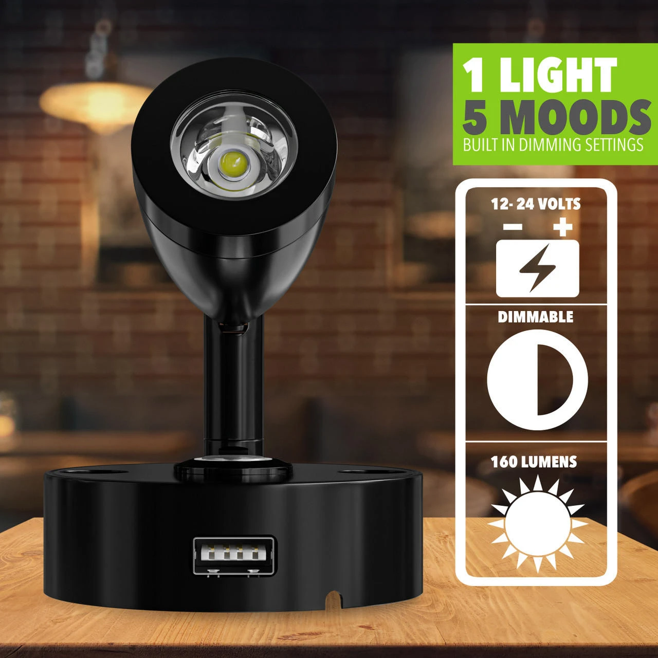 Leisure LED 3" 12V RV Interior Reading Light With Touch Activated Dimming Settings, Black Finish 7 Leisure LED 3" 12V RV Interior Reading Light With Touch Activated Dimming Settings, Black Finish - Image 5