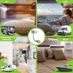 Leisure LED 8" 12V RV Flexible Gooseneck Interior Reading Light With Touch Activated Dimming Settings/Multi-Color Modes, Brushed Nickel Finish -RV accessories leisure led 8 12v rv flexible gooseneck interior reading light with touch activated dimming settingsmulti color modes brushed nickel finish 03182.1664580231