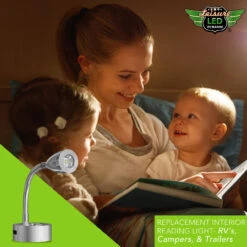 Leisure LED 8" 12V RV Flexible Gooseneck Interior Reading Light With Touch Activated Dimming Settings/Multi-Color Modes, Brushed Nickel Finish -RV accessories leisure led 8 12v rv flexible gooseneck interior reading light with touch activated dimming settingsmulti color modes brushed nickel finish 53023.1664580230