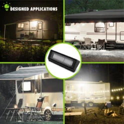 LED RV Exterior Porch Utility Light XL 12v 650 Lumen Lighting Fixture Black Base -RV accessories leisure led led rv exterior porch utility light xl 12v 650 lumen lighting fixture black base 84636.1642096438