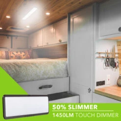 LED RV LED Ceiling Interior Light Fixture 1450 Lumen With Touch Dimmer Switch 12V 20 X 6" Natural White 4000-4500K With Bronze Trim -RV accessories leisure led led rv led ceiling interior light fixture 1450 lumen with touch dimmer switch 12v 20 x 6 natural white 4000 4500k with bronze trim 68507.1642094144