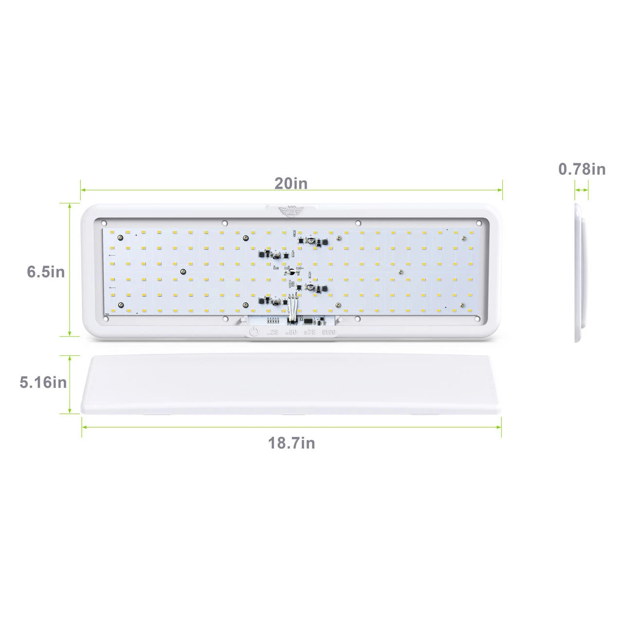 LED RV LED Ceiling Interior Light Fixture 1450 Lumen With Touch Dimmer Switch 12V 20 X 6" Natural White 4000-4500K With White Trim 5 LED RV LED Ceiling Interior Light Fixture 1450 Lumen With Touch Dimmer Switch 12V 20 X 6" Natural White 4000-4500K With White Trim - Image 3