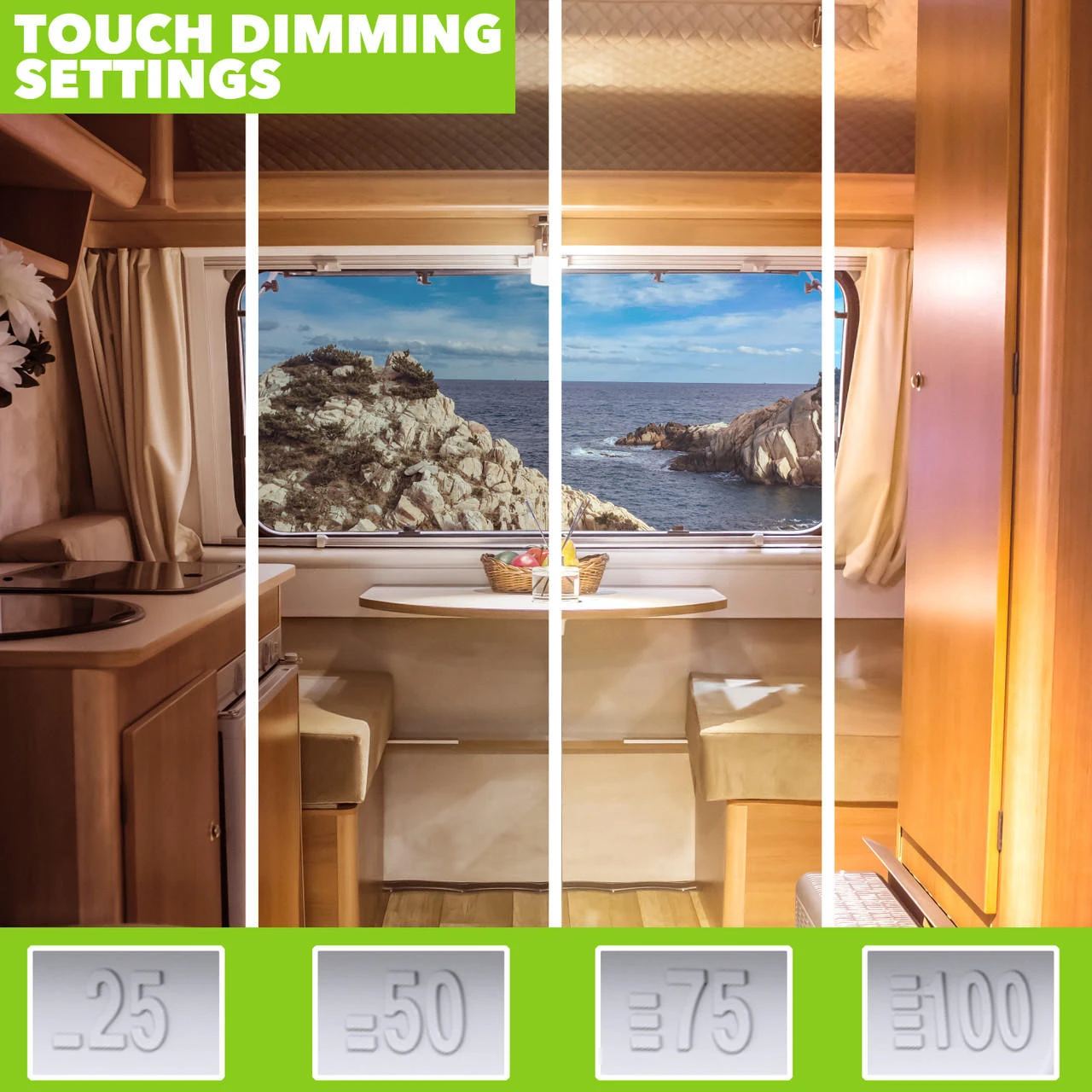 LED RV LED Ceiling Interior Light Fixture 2000 Lumen With Touch Dimmer Switch 12V 21 X 8" Natural White 4000-4500K With White Trim 6 LED RV LED Ceiling Interior Light Fixture 2000 Lumen With Touch Dimmer Switch 12V 21 X 8" Natural White 4000-4500K With White Trim - Image 4