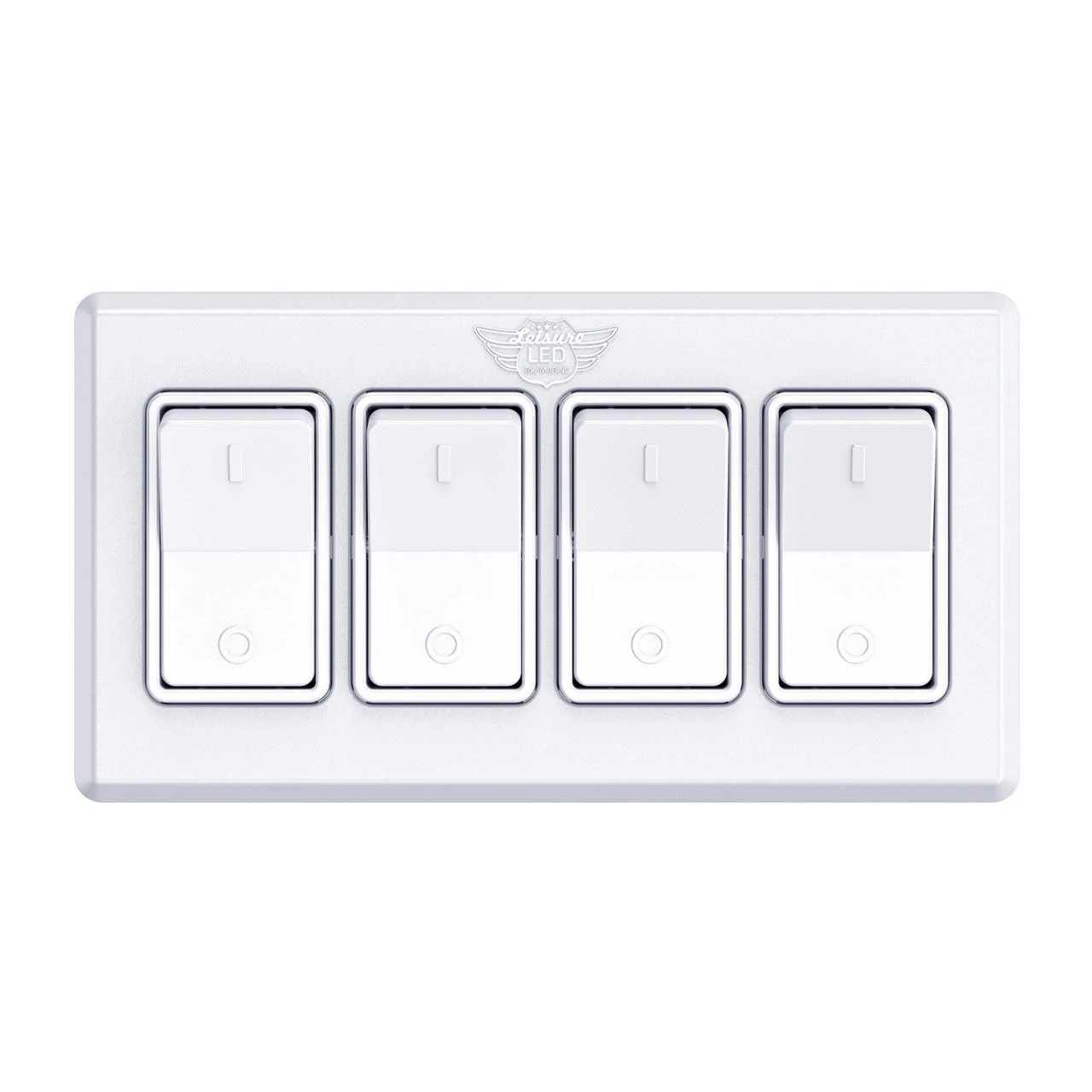 Leisure LED Modern Quadruple SPST On-Off Switch With Bezel, 12-Volt, For RV, Trailer, Camper, With Label Sticker 6 Leisure LED Modern Quadruple SPST On-Off Switch With Bezel, 12-Volt, For RV, Trailer, Camper, With Label Sticker - Image 4