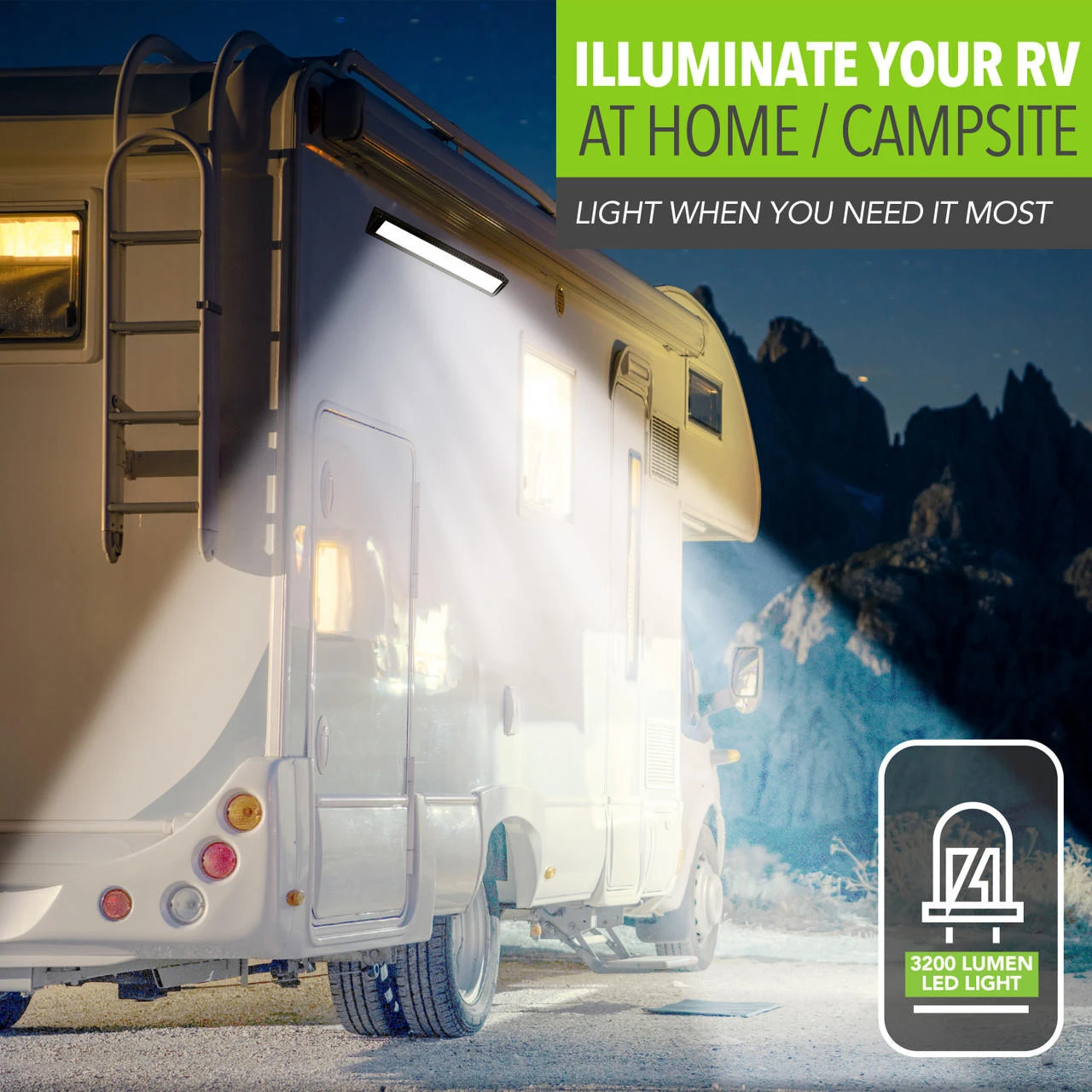 Leisure LED RV Exterior Porch Utility Light - 12v 3200 Lumen 17.7" Lighting Fixture. Replacement Lighting For RVs, Trailers, Campers, 5th Wheels 5 Leisure LED RV Exterior Porch Utility Light - 12v 3200 Lumen 17.7" Lighting Fixture. Replacement Lighting For RVs, Trailers, Campers, 5th Wheels - Image 3