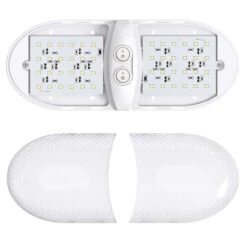 Leisure LED RV LED Ceiling Double Dome Interior Light Fixture Euro Frosted Lens With ON/Off Switch Natural White 6000-6500K 48-2835SMD -RV accessories leisure led rv led ceiling double dome interior light fixture euro frosted lens with onoff switch natural white 6000 6500k 48 2835smd 47396.1672364365