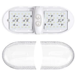 Leisure LED RV LED Ceiling Double Dome Interior Light Fixture Euro With ON/Off Switch Natural White 6000-6500K 48-2835SMD -RV accessories leisure led rv led ceiling double dome interior light fixture euro with onoff switch natural white 6000 6500k 48 2835smd 61982.1672364571
