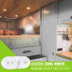 Leisure LED RV LED Ceiling Double Dome Interior Light Fixture Euro With ON/Off Switch Natural White 6000-6500K 48-2835SMD -RV accessories leisure led rv led ceiling double dome interior light fixture euro with onoff switch natural white 6000 6500k 48 2835smd 62416.1672364458