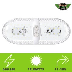Leisure LED RV LED Ceiling Double Dome Interior Light Fixture Euro With ON/Off Switch Natural White 6000-6500K 48-2835SMD -RV accessories leisure led rv led ceiling double dome interior light fixture euro with onoff switch natural white 6000 6500k 48 2835smd 69375.1672364362