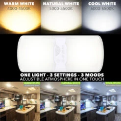 Leisure LED RV LED Ceiling Double Dome Interior Light Fixture Touch To Dim Switch Multi Warm, Natural, And Cool White 60-2835SMD -RV accessories leisure led rv led ceiling double dome interior light fixture touch to dim switch multi warm natural and cool white 60 2835smd 34809.1642093786