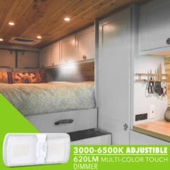 Leisure LED RV LED Ceiling Double Dome Interior Light Fixture Touch To Dim Switch Multi Warm, Natural, And Cool White 60-2835SMD -RV accessories leisure led rv led ceiling double dome interior light fixture touch to dim switch multi warm natural and cool white 60 2835smd 35148.1642094745