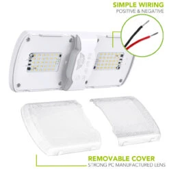 Leisure LED RV LED Ceiling Double Dome Interior Light Fixture Touch To Dim Switch Natural White 4000-4500K 60-2835SMD -RV accessories leisure led rv led ceiling double dome interior light fixture touch to dim switch natural white 4000 4500k 60 2835smd 71309.1672364356