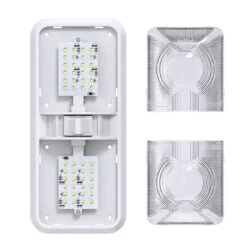 Leisure LED RV LED Ceiling Double Dome Interior Light Fixture With ON/Off Switch Cool White 6000-6500K 48-2835SMD -RV accessories leisure led rv led ceiling double dome interior light fixture with onoff switch cool white 6000 6500k 48 2835smd 50826.1672450863