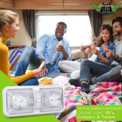Leisure LED RV LED Ceiling Double Dome Interior Light Fixture With ON/Off Switch Cool White 6000-6500K 48-2835SMD -RV accessories leisure led rv led ceiling double dome interior light fixture with onoff switch cool white 6000 6500k 48 2835smd 77176.1672450861