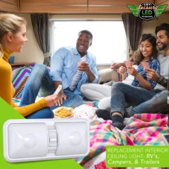 Leisure LED RV LED Ceiling Double Dome Interior Light Fixture With ON/Off Switch Frosted Lens Natural White 4000-4500K 48-2835SMD -RV accessories leisure led rv led ceiling double dome interior light fixture with onoff switch frosted lens natural white 4000 4500k 48 2835smd 33066.1672364374