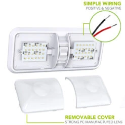 Leisure LED RV LED Ceiling Double Dome Interior Light Fixture With ON/Off Switch Frosted Lens Natural White 4000-4500K 48-2835SMD -RV accessories leisure led rv led ceiling double dome interior light fixture with onoff switch frosted lens natural white 4000 4500k 48 2835smd 79173.1672364570