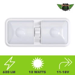 Leisure LED RV LED Ceiling Double Dome Interior Light Fixture With ON/Off Switch Frosted Lens Natural White 4000-4500K 48-2835SMD -RV accessories leisure led rv led ceiling double dome interior light fixture with onoff switch frosted lens natural white 4000 4500k 48 2835smd 83044.1672364490