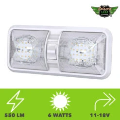 Leisure LED RV LED Ceiling Double Dome Interior Light Fixture With ON/Off Switch Natural White 4000-4500K 48-2835SMD -RV accessories leisure led rv led ceiling double dome interior light fixture with onoff switch natural white 4000 4500k 48 2835smd 14513.1672364363