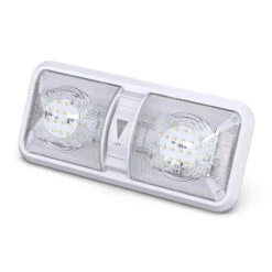 RV LED Ceiling Double Dome Light Fixture With Dimmer Switch Interior Lighting For Car/RV/Trailer/Camper/Boat DC 12V 550 Lumens Natural White 4000-4500K
