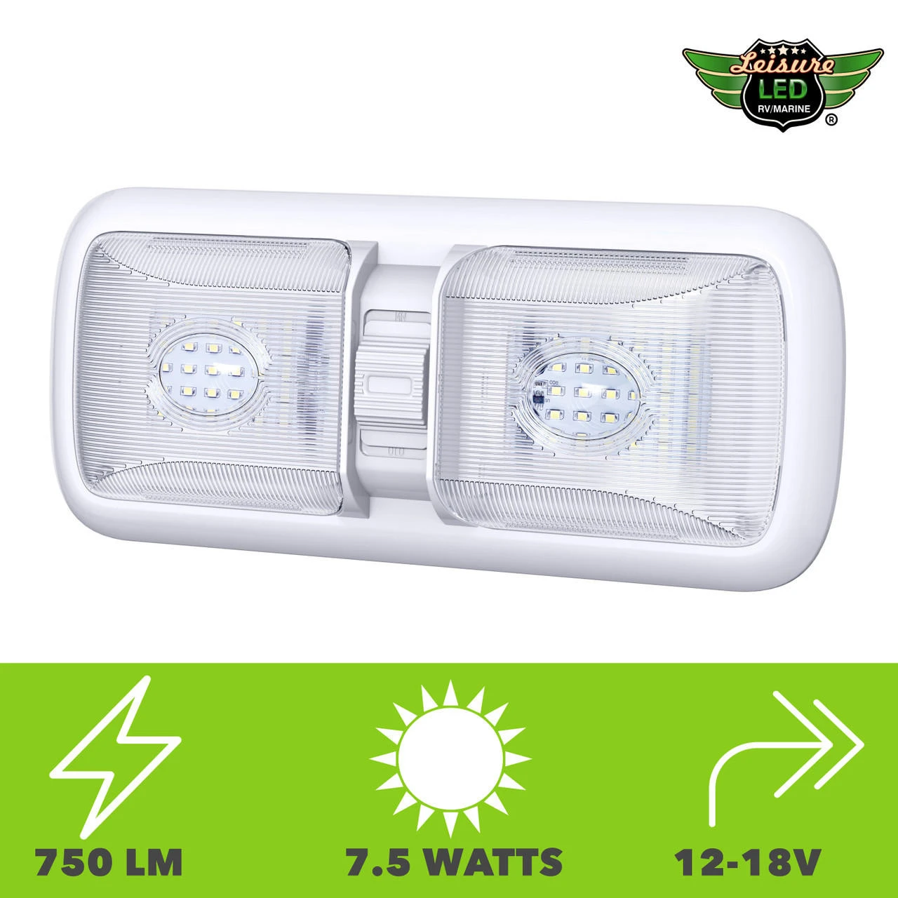 Leisure LED RV LED Ceiling Double Dome Light Fixture With ON/OFF Switch Interior Lighting For Car/RV/Trailer/Camper/Boat DC 12V 750LM Natural White 4000-4500K 6 Leisure LED RV LED Ceiling Double Dome Light Fixture With ON/OFF Switch Interior Lighting For Car/RV/Trailer/Camper/Boat DC 12V 750LM Natural White 4000-4500K - Image 4