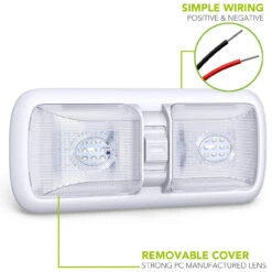 Leisure LED RV LED Ceiling Double Dome Light Fixture With ON/OFF Switch Interior Lighting For Car/RV/Trailer/Camper/Boat DC 12V 750LM Natural White 4000-4500K 14 Leisure LED RV LED Ceiling Double Dome Light Fixture With ON/OFF Switch Interior Lighting For Car/RV/Trailer/Camper/Boat DC 12V 750LM Natural White 4000-4500K -RV accessories leisure led rv led ceiling double dome light fixture with onoff switch interior lighting for carrvtrailercamperboat dc 12v 750lm natural white 4000 4500k 88110.1687328573